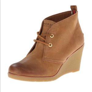 Sperry Leather Harlow Cognac Camel Wedge